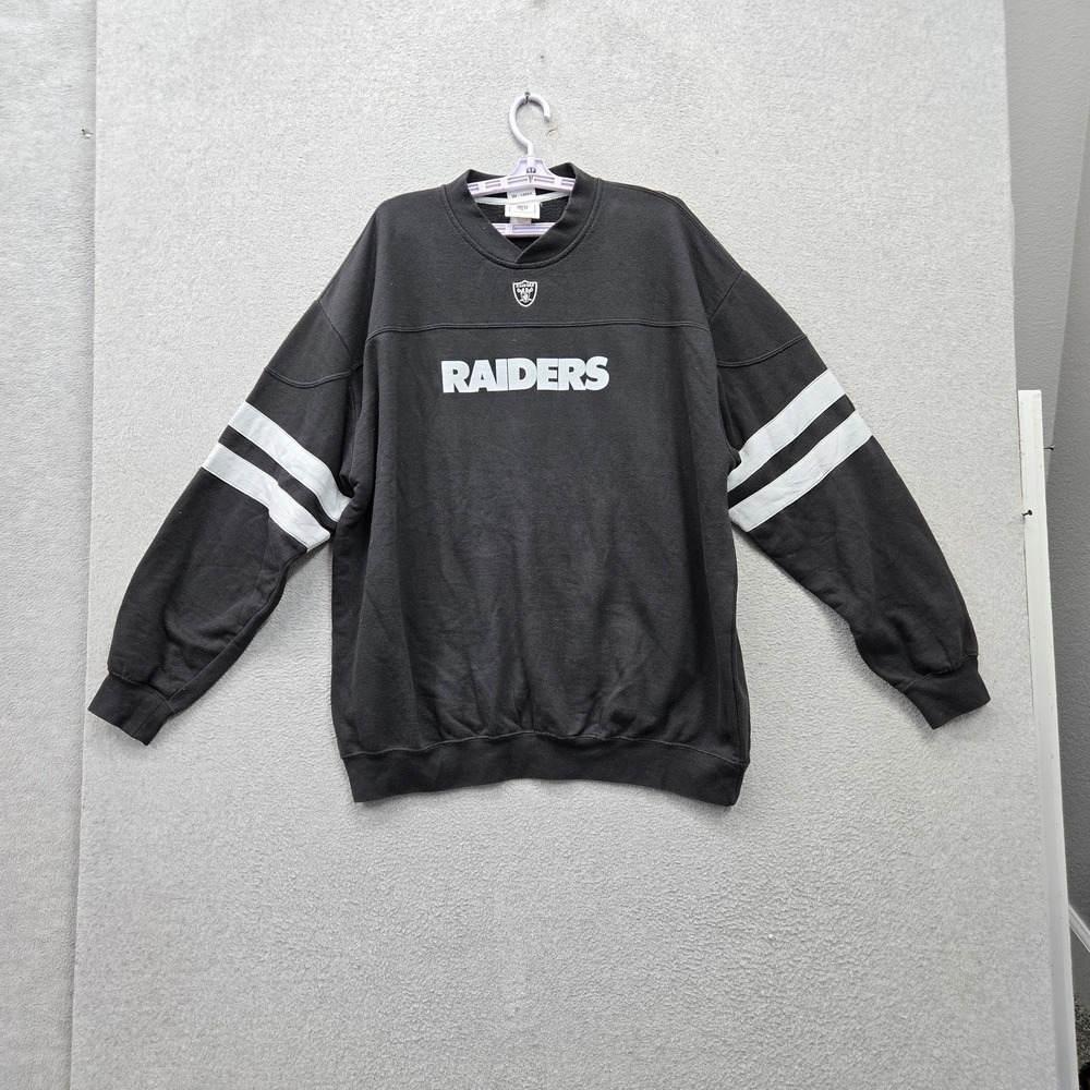 Oakland Raiders Men Sweatshirt XL‎ Black Embroidered NFL Fleece Team Logo